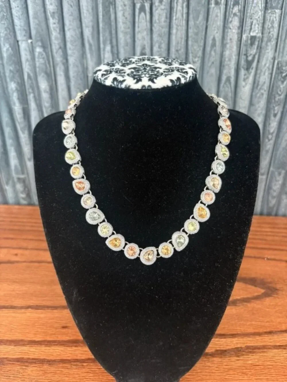 Napier Multi-Color Crystal Teardrop Necklace